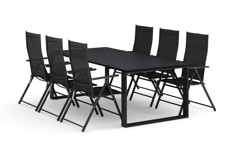 Devon utomhus matgrupp 210x100 cm med 6 positionsstolar - Svart - Products - Utemöbler & utemiljö - Utegrupp - Matgrupp utomhus