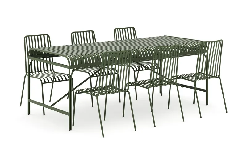 Jarva utomhus matgrupp 200 cm med 6 Jarva matstolar - Grön - Products - Utemöbler & utemiljö - Utegrupp - Matgrupp utomhus