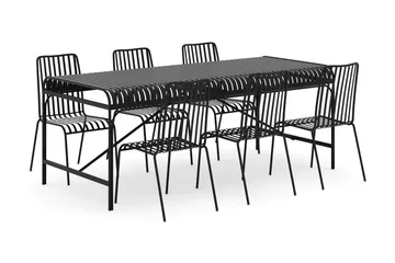 Jarva utomhus matgrupp 200 cm med 6 Jarva matstolar - Svart - Products - Utemöbler & utemiljö - Utegrupp - Matgrupp utomhus