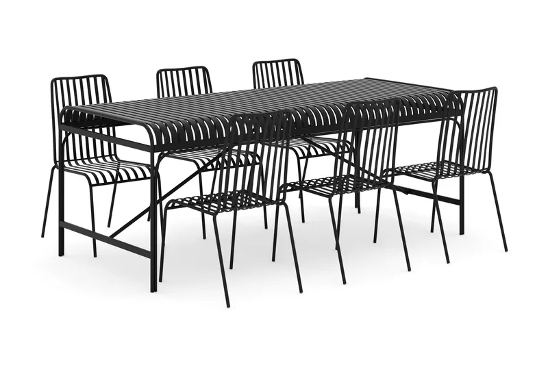 Jarva utomhus matgrupp 200 cm med 6 Jarva matstolar - Svart - Products - Utemöbler & utemiljö - Utegrupp - Matgrupp utomhus