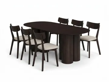 Juno Matgrupp 220 cm rektangulärt i Rökt Ek med 6 Amelia Matstolar med Dyna - Rökt Ek/Beige - Products - Utemöbler & utemiljö - Utegrupp - Matgrupp utomhus