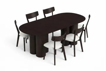 Juno Matgrupp 220 cm rektangulärt i Rökt Ek med 6 Amelia Matstolar med Dyna - Rökt Ek/Beige - Products - Utemöbler & utemiljö - Utegrupp - Matgrupp utomhus