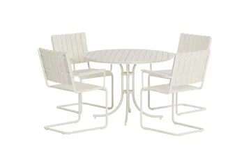 Kullaberg rund matgrupp utomhus med 4 stolar 104 cm stål aintwood - Vit - Products - Utemöbler & utemiljö - Utegrupp - Matgrupp utomhus