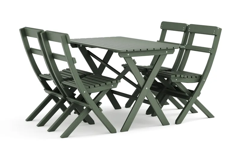 Landet Utomhus matgrupp 118x70x74 cm med 4 klappstolar - Grön - Products - Utemöbler & utemiljö - Utegrupp - Matgrupp utomhus