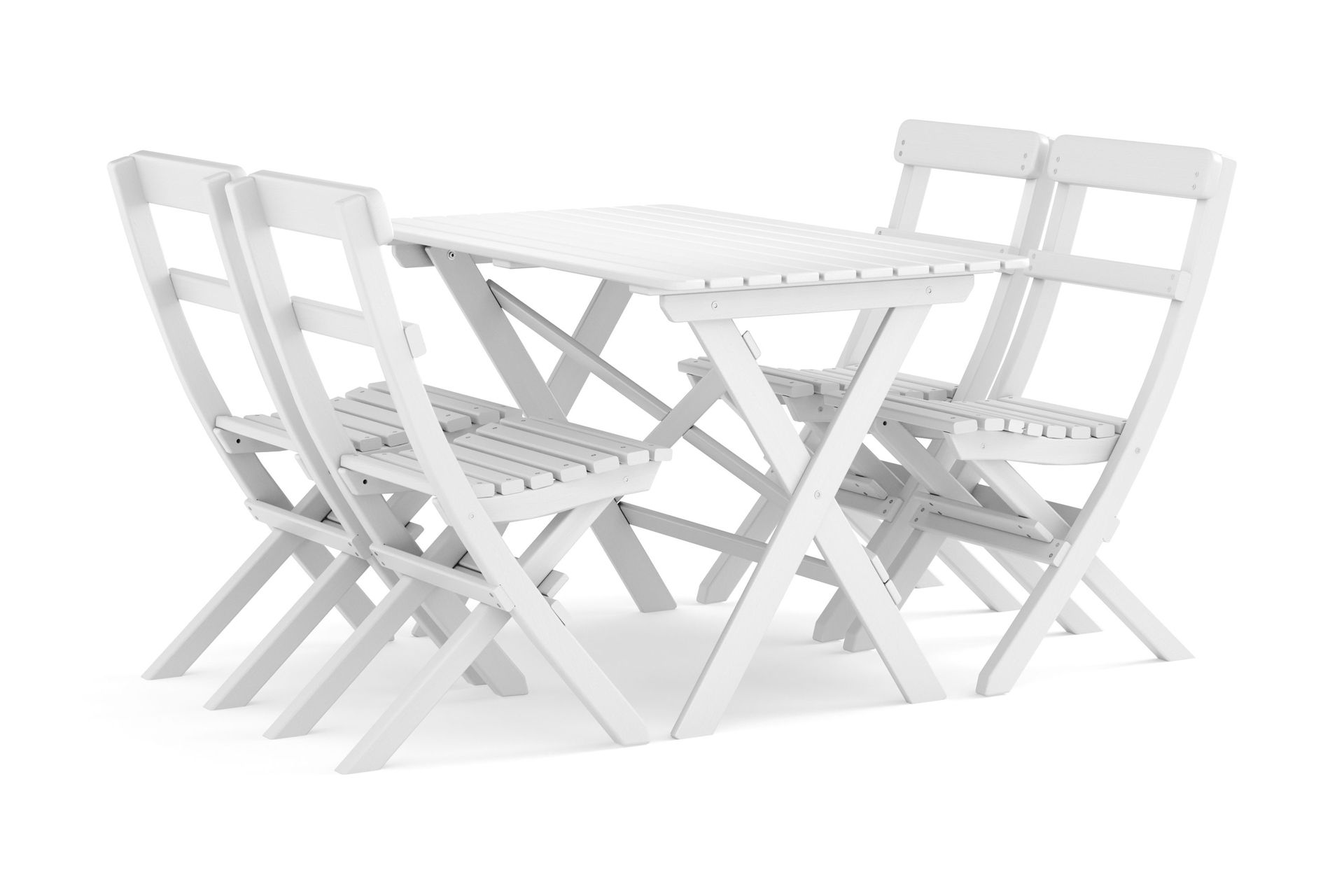 Landet Utomhus matgrupp 118x70x74 cm med 4 klappstolar