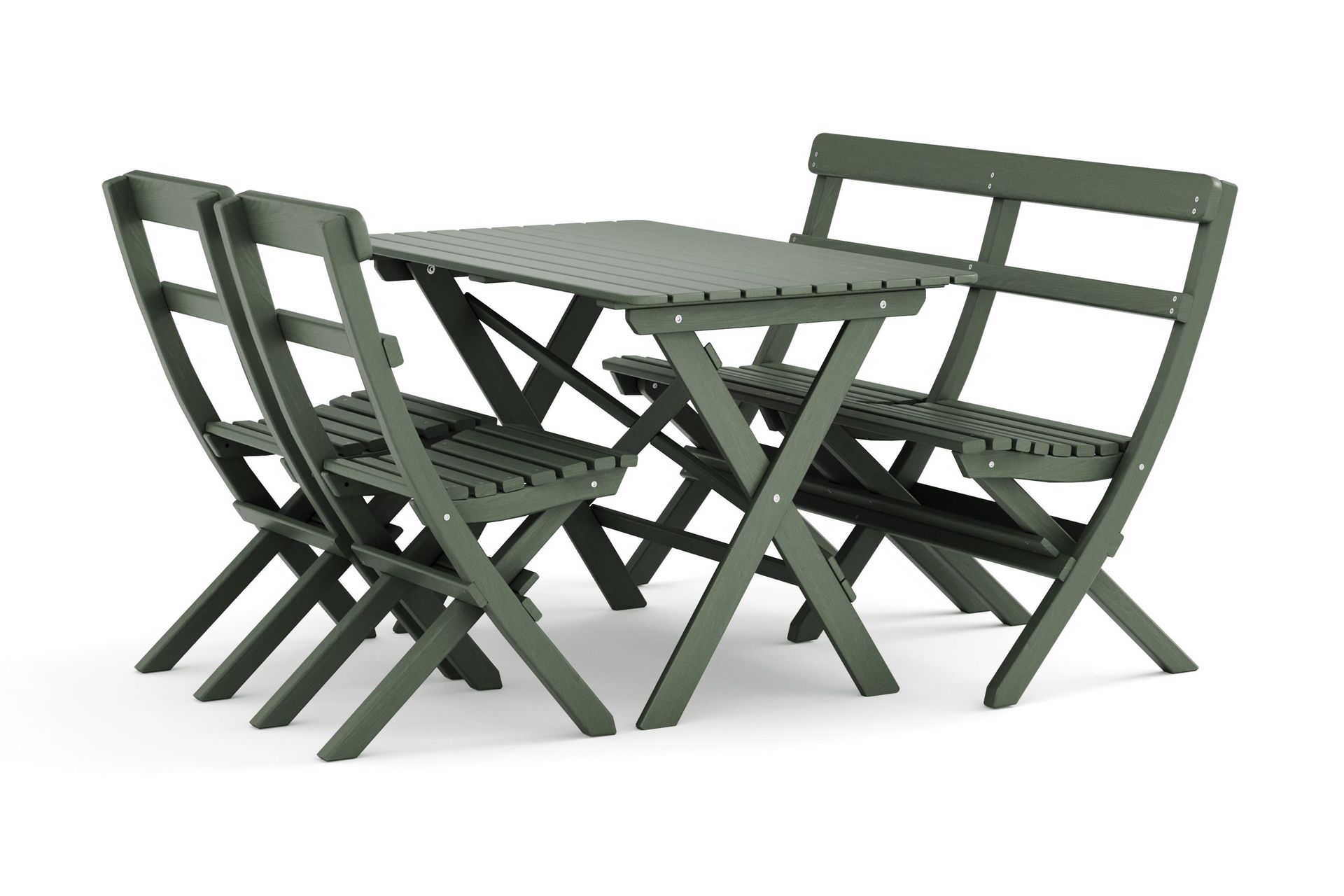 Landet Utomhus matgrupp 118x70x74 cm med soffa och 2 klappstolar