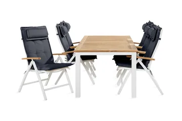Las Vegas Matgrupp Utomhus 100x220-280 + 6 Stolar m Dyna - Vit/Teak/Grå - Products - Utemöbler & utemiljö - Utegrupp - Matgrupp utomhus