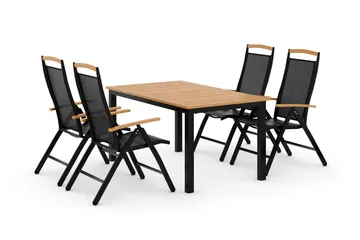 Las Vegas Matgrupp Utomhus 152-210 + 4 Positionsstol Lyx - Svart/Teak - Products - Utemöbler & utemiljö - Utegrupp - Matgrupp utomhus