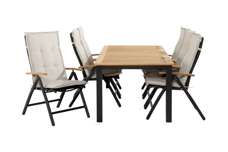 Las Vegas Matgrupp Utomhus 152-210x90 + 6 Stolar m Dyna - Svart/Teak/Vit - Products - Utemöbler & utemiljö - Utegrupp - Matgrupp utomhus