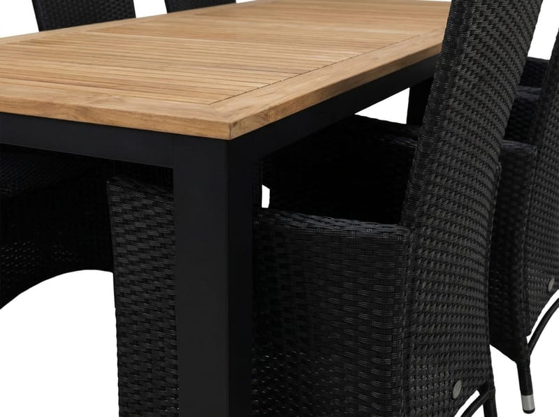 Las Vegas Matgrupp Utomhus 220-280 + 6 Jenny Ställbar Fåtölj - Inkl Dyna Svart/Teak/Svart - Products - Utemöbler & utemiljö - Utegrupp - Matgrupp utomhus