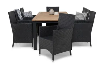 Las Vegas Matgrupp Utomhus 220-280 + 8 Thor Fåtölj - Svart/Teak/Svart - Products - Utemöbler & utemiljö - Utegrupp - Matgrupp utomhus