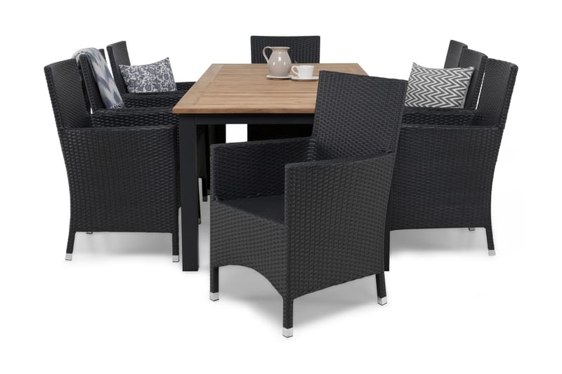 Las Vegas Matgrupp Utomhus 220-280 + 8 Thor Fåtölj - Svart/Teak/Svart - Products - Utemöbler & utemiljö - Utegrupp - Matgrupp utomhus