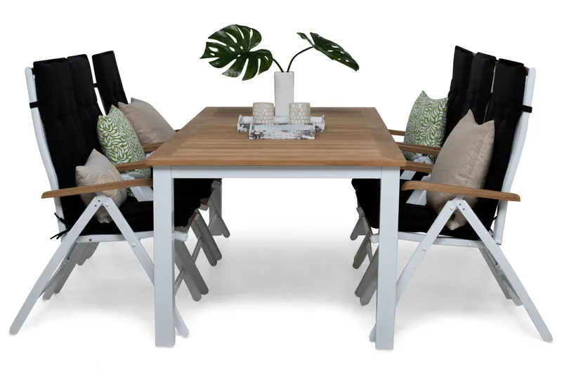 Las Vegas Matgrupp Utomhus 220-280x100+ 6 Las Vegas Lyx Stol m Dyna - Vit/Teak/Svart - Products - Utemöbler & utemiljö - Utegrupp - Matgrupp utomhus