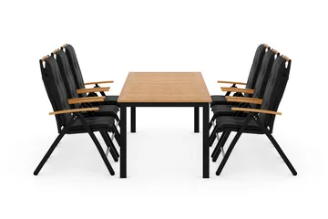 Las Vegas Matgrupp Utomhus 220-280x100+ 6 Stolar m Dyna - Svart/Teak - Products - Utemöbler & utemiljö - Utegrupp - Matgrupp utomhus