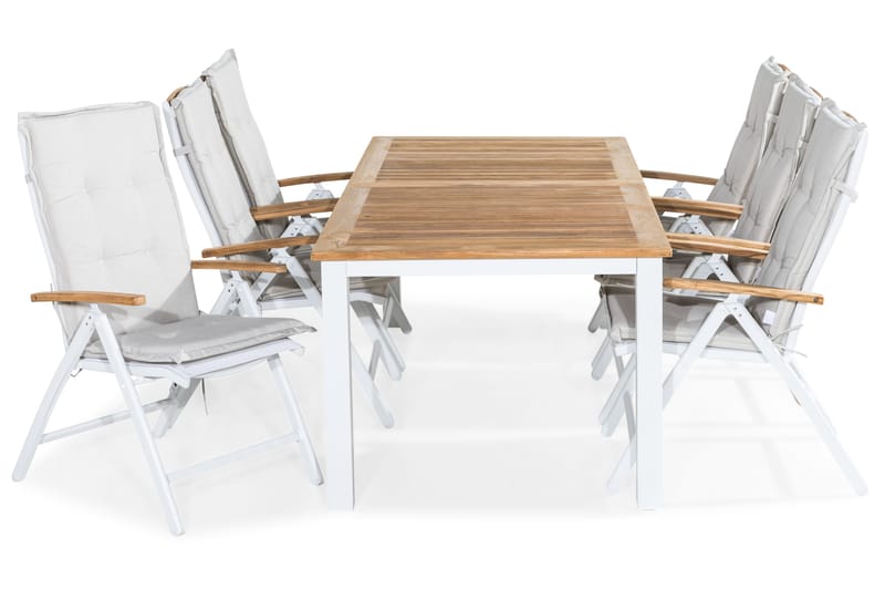 Las Vegas Matgrupp Utomhus 220-280x100+ 6 Positionsstol Lyx Stol m D - Teak/Vit - Products - Utemöbler & utemiljö - Utegrupp - Matgrupp utomhus