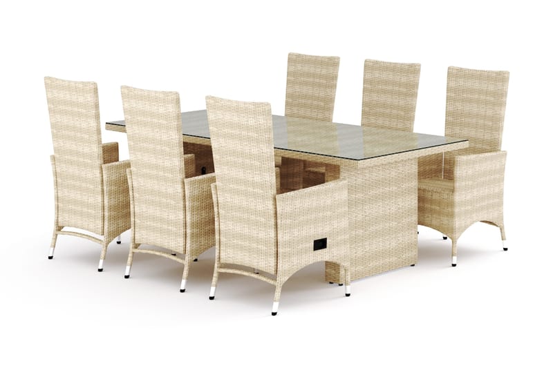 Majestic Matgrupp Utomhus 210 + 6 Jenny Ställbar Fåtölj Comfort Garden Beige - Products - Utemöbler & utemiljö - Utegrupp - Matgrupp utomhus