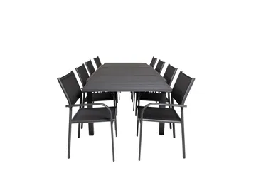 Marbella Matgrupp Utomhus 160-240 cm Rektangulär med 8 Santorini Utestolar - Svart - Products - Utemöbler & utemiljö - Utegrupp - Matgrupp utomhus