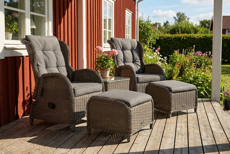 Marcus Caféset med 2 Reclinerfåtöljer Utomhus m Dyna - Grå - Products - Utemöbler & utemiljö - Utegrupp - Cafegrupp & cafeset