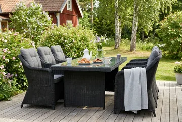 Marcus Matgrupp 200 + 6 Fåtöljer m Dyna - Svart - Products - Utemöbler & utemiljö - Utegrupp - Matgrupp utomhus