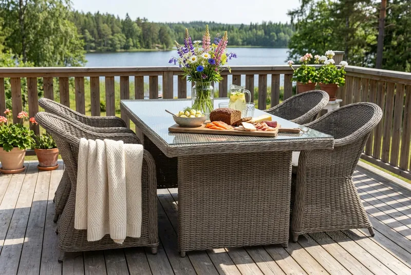 Marcus Matgrupp Utomhus 200 + 4 Light Fåtöljer m Dyna - Grå - Products - Utemöbler & utemiljö - Utegrupp - Matgrupp utomhus