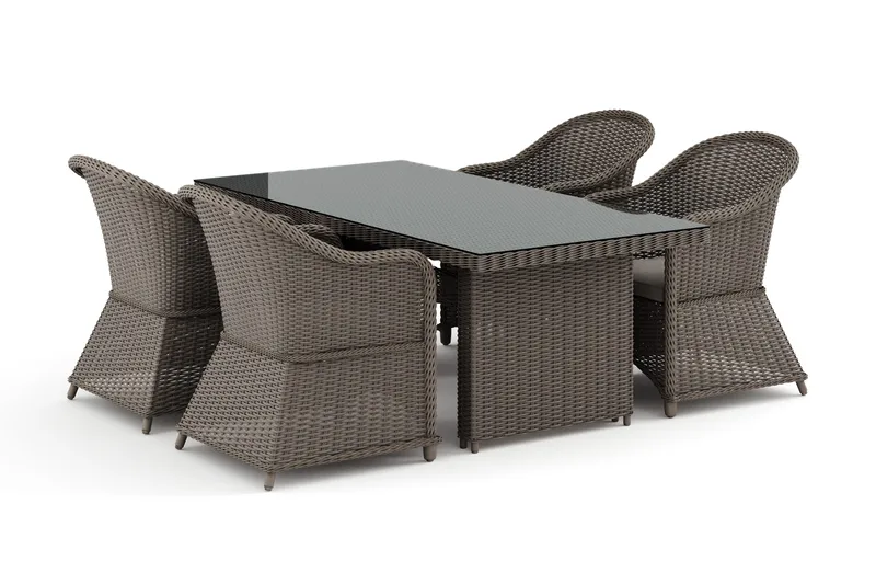 Marcus utomhus matgrupp 160x90 cm med 4 Marcus Light utefåtöljer - Grå - Products - Utemöbler & utemiljö - Utegrupp - Matgrupp utomhus