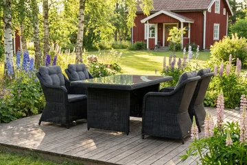Marcus utomhus matgrupp 160x90 cm med 4 Marcus utefåtöljer - Svart - Products - Utemöbler & utemiljö - Utegrupp - Matgrupp utomhus