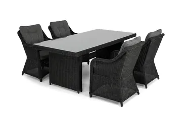 Marcus utomhus matgrupp 160x90 cm med 4 Marcus utefåtöljer - Svart - Products - Utemöbler & utemiljö - Utegrupp - Matgrupp utomhus