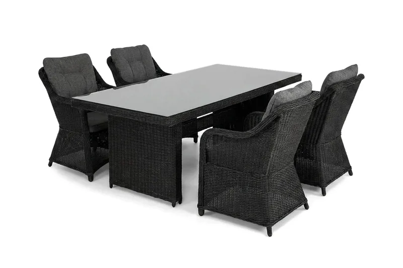 Marcus utomhus matgrupp 160x90 cm med 4 Marcus utefåtöljer - Svart - Products - Utemöbler & utemiljö - Utegrupp - Matgrupp utomhus