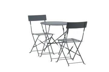 Marseille Caféset Rund Ø60 cm + 2 Matstolar Utomhus - Mörkgrå - Products - Utemöbler & utemiljö - Utegrupp - Cafegrupp & cafeset