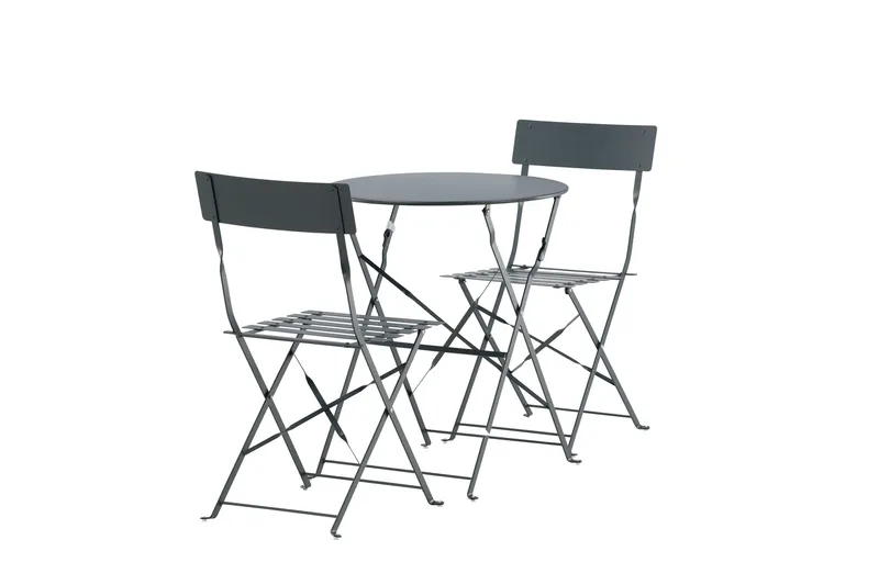Marseille Caféset Rund Ø60 cm + 2 Matstolar Utomhus - Mörkgrå - Products - Utemöbler & utemiljö - Utegrupp - Cafegrupp & cafeset