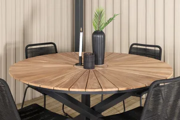 Mexico Matgrupp Utomhus Rund Ø140cm + 4 Lindos Stolar - Svart/Gul - Products - Utemöbler & utemiljö - Utegrupp - Matgrupp utomhus