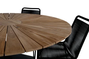 Mexico Matgrupp Utomhus Rund Ø140cm + 4 Lindos Stolar - Svart/Gul - Products - Utemöbler & utemiljö - Utegrupp - Matgrupp utomhus