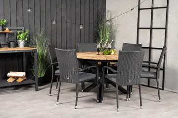 Mexico Matgrupp Utomhus Rund Ø140cm + 6 Anna Karmstolar - Natur - Products - Utemöbler & utemiljö - Utegrupp - Matgrupp utomhus
