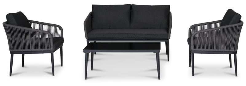 Molde loungegrupp med bord - Svart/grå rep - Svart/Grå - Products - Utemöbler & utemiljö - Utegrupp - Cafegrupp & cafeset