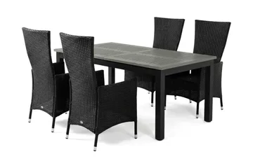 Monaco förlängningsbar matgrupp utomhus inkl. iläggskiva 150-250 cm med 4 Jenny ställbar matstol - Svart/Grå - Products - Utemöbler & utemiljö - Utegrupp - Matgrupp utomhus