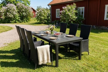 Monaco förlängningsbar matgrupp utomhus inkl. iläggskiva 210-310 cm med 6 Jenny ställbar matstol - Svart/Grå - Products - Utemöbler & utemiljö - Utegrupp - Matgrupp utomhus