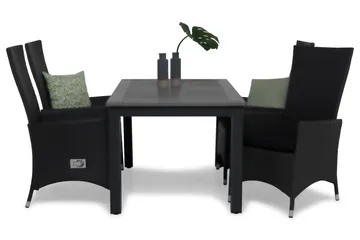 Monaco Matgrupp 152-210 + 4 Jenny Ställbar Fåtölj m Dyna - Svart - Products - Utemöbler & utemiljö - Utegrupp - Matgrupp utomhus