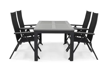 Monaco Matgrupp Utomhus 152-210 + 4 Positionsstol - Svart/Grå - Products - Utemöbler & utemiljö - Utegrupp - Matgrupp utomhus