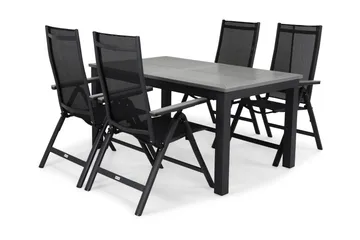 Monaco Matgrupp Utomhus 152-210 + 4 Positionsstol - Svart/Grå - Products - Utemöbler & utemiljö - Utegrupp - Matgrupp utomhus