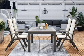 Monaco Matgrupp Utomhus 152-210 + 4 Positionsstol Lyx - Svart/Svart - Products - Utemöbler & utemiljö - Utegrupp - Matgrupp utomhus