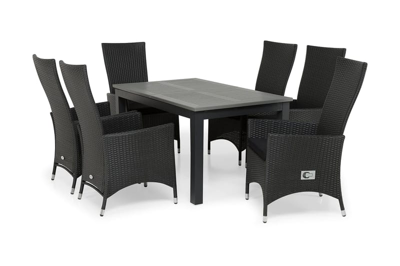 Monaco Matgrupp Utomhus 152-210 + 6 Jenny Ställbar Fåtölj - Svart - Products - Utemöbler & utemiljö - Utegrupp - Matgrupp utomhus
