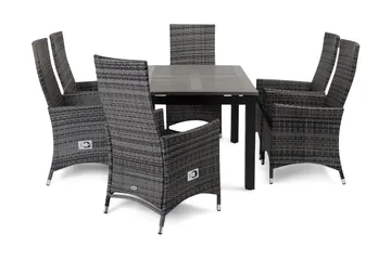 Monaco Matgrupp Utomhus 152-210 + 6 Jenny Ställbar Fåtölj - Svart/Grå - Products - Utemöbler & utemiljö - Utegrupp - Matgrupp utomhus
