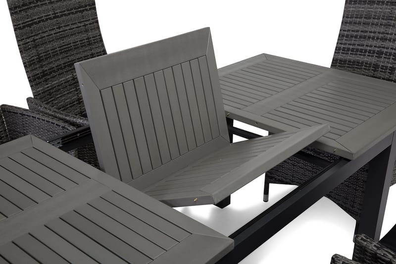 Monaco Matgrupp Utomhus 152-210 + 6 Jenny Ställbar Fåtölj - Svart/Grå - Products - Utemöbler & utemiljö - Utegrupp - Matgrupp utomhus