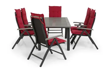 Monaco Matgrupp Utomhus 152-210 + 6 Positionsstolar - Svart/Svart - Products - Utemöbler & utemiljö - Utegrupp - Matgrupp utomhus