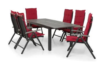 Monaco Matgrupp Utomhus 152-210 + 6 Positionsstolar - Svart/Svart - Products - Utemöbler & utemiljö - Utegrupp - Matgrupp utomhus