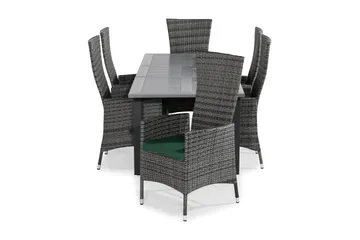 Monaco Matgrupp Utomhus 152-210x90 + 6 Jenny Fåtölj Ställbar m Dyna - Svart/Grå/Grön - Products - Utemöbler & utemiljö - Utegrupp - Matgrupp utomhus