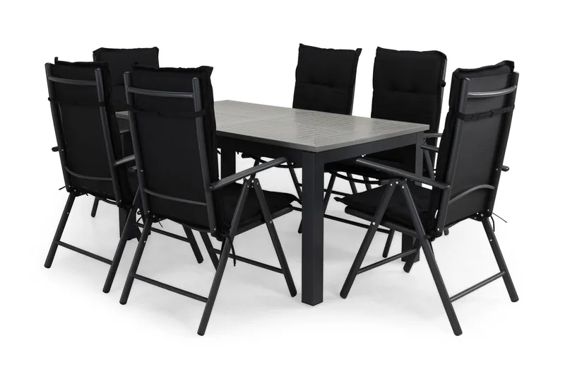 Monaco Matgrupp Utomhus 152-210x90 + 6 Maggie Positionsstol m Dyna, Svart