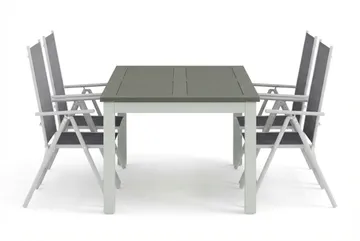 Monaco utomhus matgrupp förlängningsbart 150-250x90 med 4 Maggie positionsstolar - Vit/Grå - Products - Utemöbler & utemiljö - Utegrupp - Matgrupp utomhus