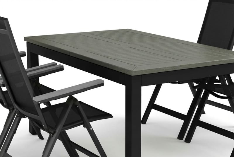 Monaco utomhus matgrupp förlängningsbart 150-250x90 med 4 Monaco Light positionsstolar - Svart/Grå - Products - Utemöbler & utemiljö - Utegrupp - Matgrupp utomhus