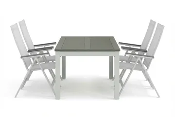 Monaco utomhus matgrupp förlängningsbart 150-250x90 med 4 Monaco Light positionsstolar - Vit/Grå - Products - Utemöbler & utemiljö - Utegrupp - Matgrupp utomhus